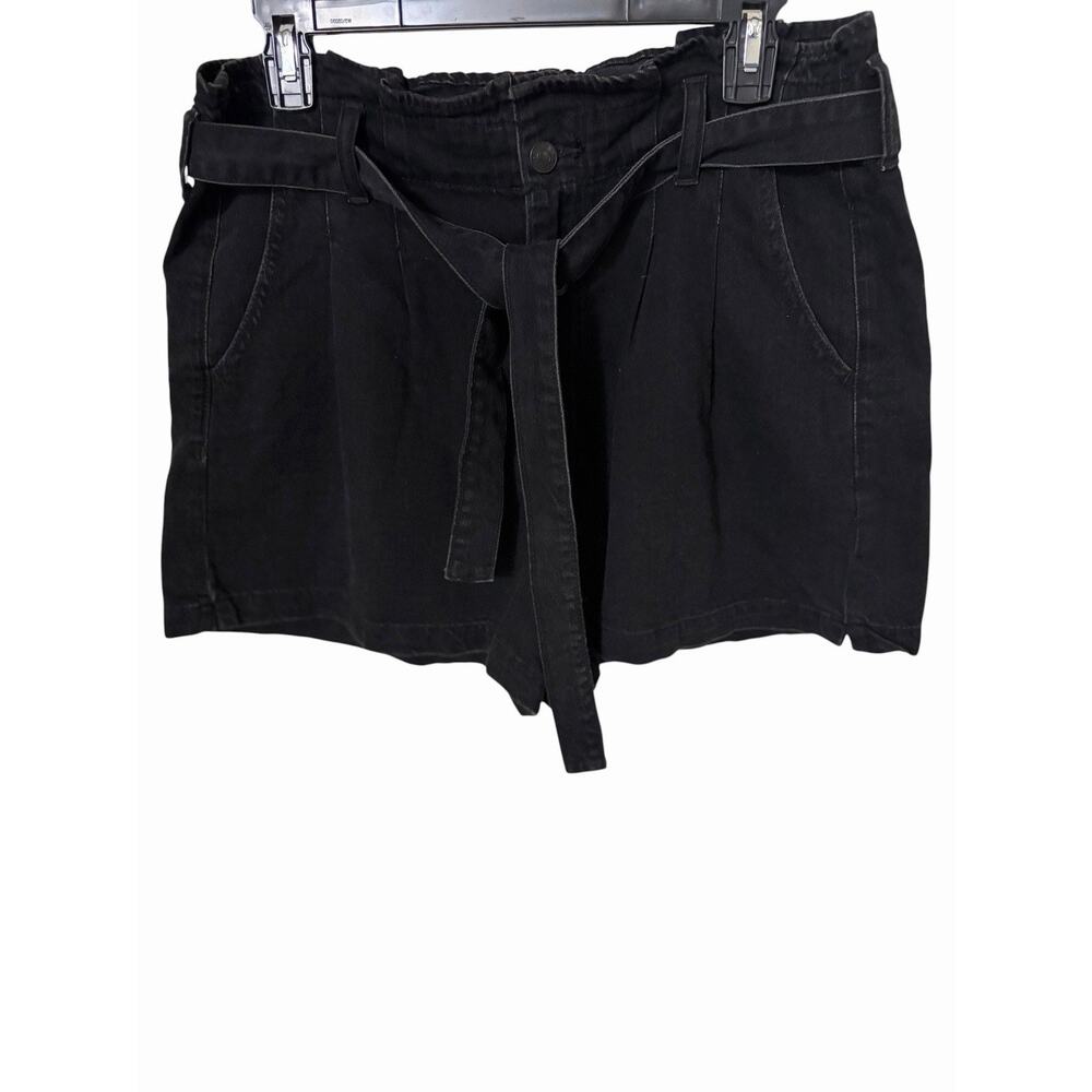 American Eagle Black Paperbag Waist Shorts Belted High Rise Size 14